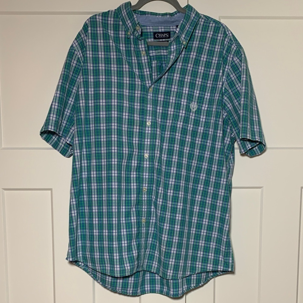 {Chaps} Teal and Purple Plaid Men's Shirt